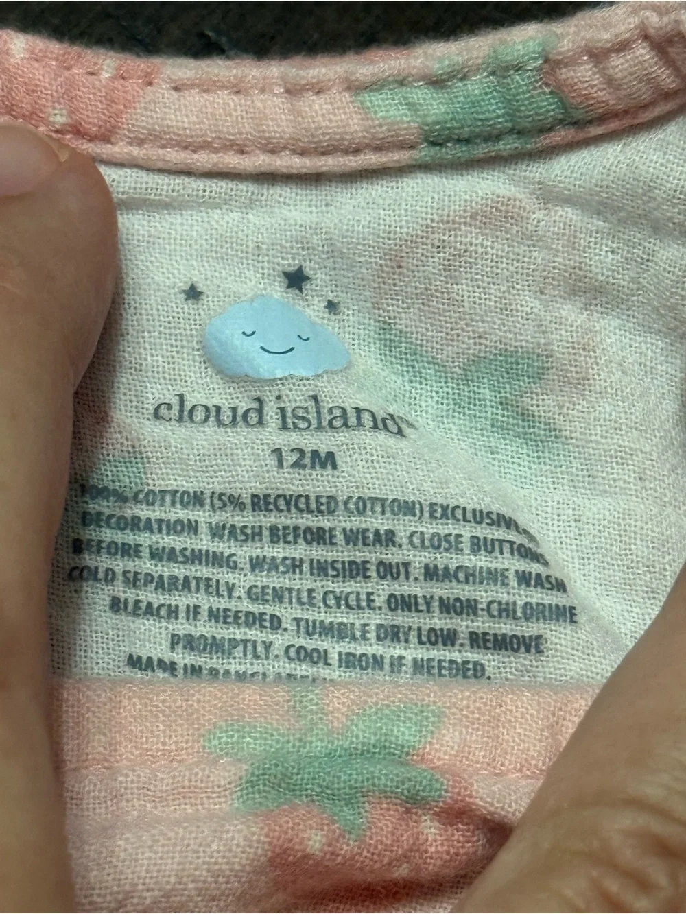 cloud island Pink Strawberry Print Romper with Scalloped Bib